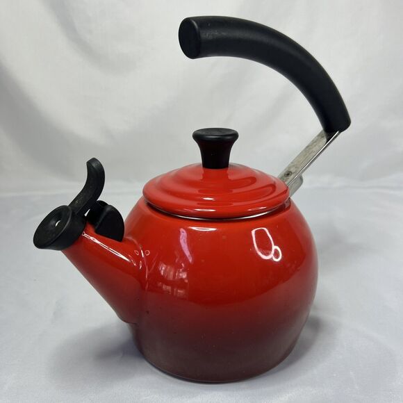Le Creuset Kitchen Le Creuset Whistling Tea Kettle Red Enamel Tea